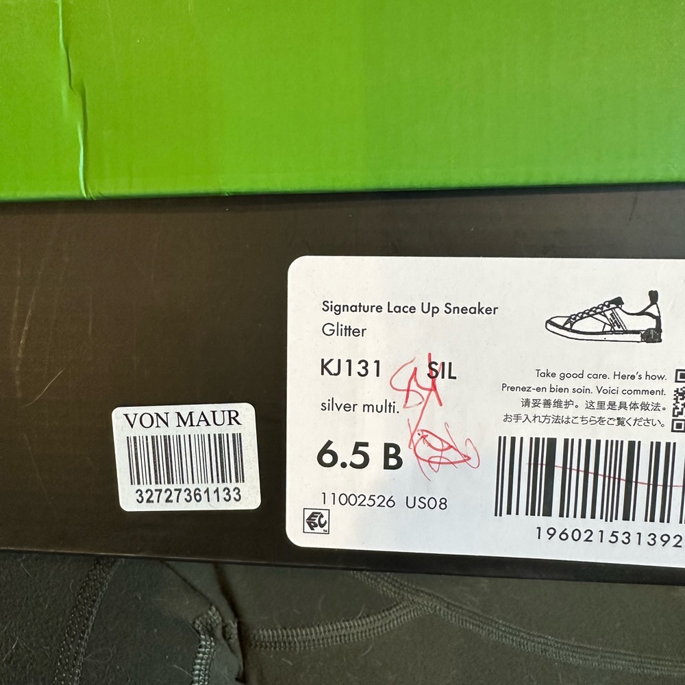 NEW Kate Spade Signature Lace Up Sneaker Silver Glitter - Picture 7 of 7